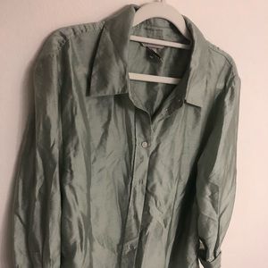 Light green women button down shirt